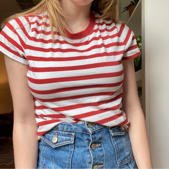 Madewell red and white striped ringer tee - Picture 3 of 3